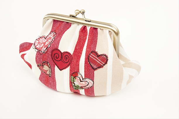Embroidered heart purse